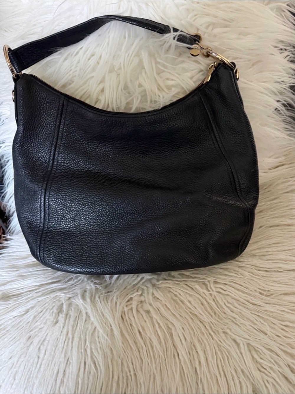 Michael Kors, Black Leather Hobo Shoulder Bag - Classic Women’s Handbag